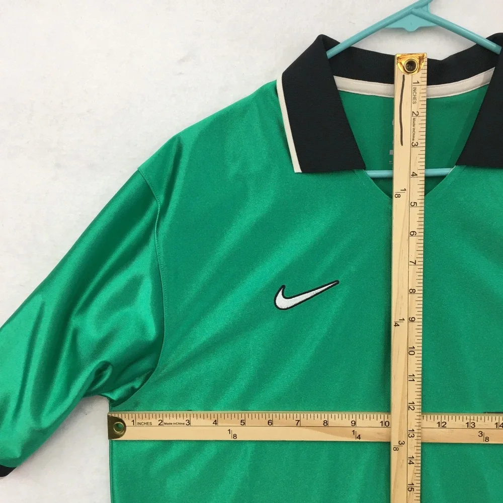 Nike Team Mens Green Dri-Fit Energy Soccer Jersey Polo Shirt Loose Fit Size M